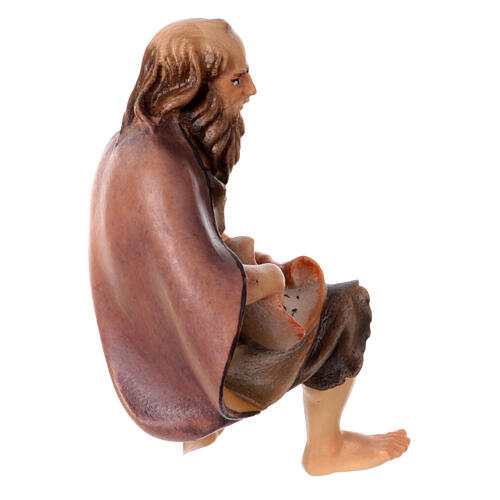 Statuette ancien berger conteur crèche Original bois peint Val Gardena 10 cm 4