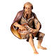 Statuette ancien berger conteur crèche Original bois peint Val Gardena 10 cm s1