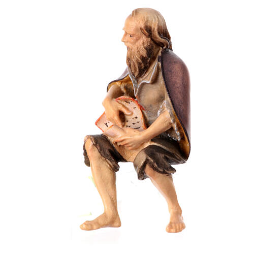 Statuetta anziano pastore narratore presepe Original legno dipinto Valgardena 10 cm 2