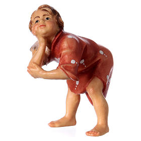 Statuetta bambino che ascolta presepe Original legno dipinto Valgardena 12 cm