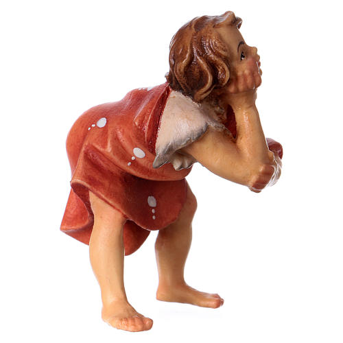 Statuetta bambino che ascolta presepe Original legno dipinto Valgardena 12 cm 2