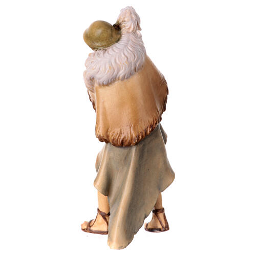 Berger avec mouton sur épaules crèche Original bois peint Val Gardena 10 cm 4