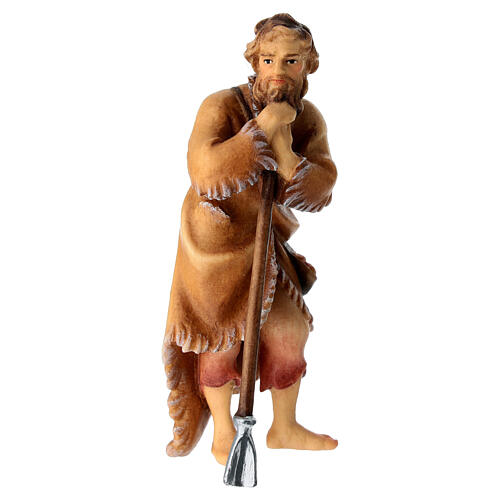 Shepherd with hoe Original Nativity Scene in painted wood from Valgardena 10 cm 1