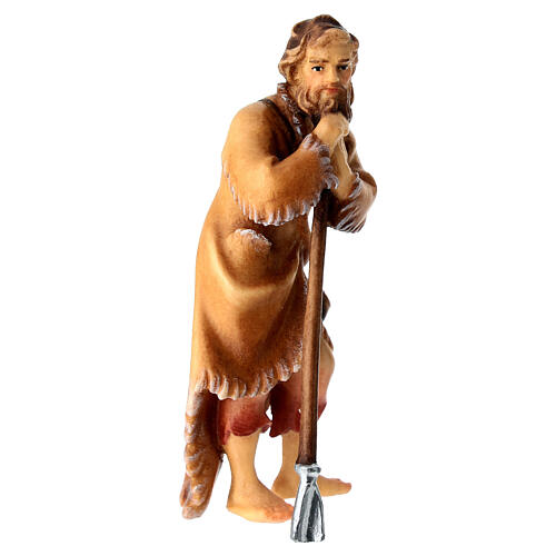 Shepherd with hoe Original Nativity Scene in painted wood from Valgardena 10 cm 3
