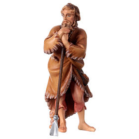 Shepherd with hoe Original Nativity Scene in painted wood from Valgardena 12 cm