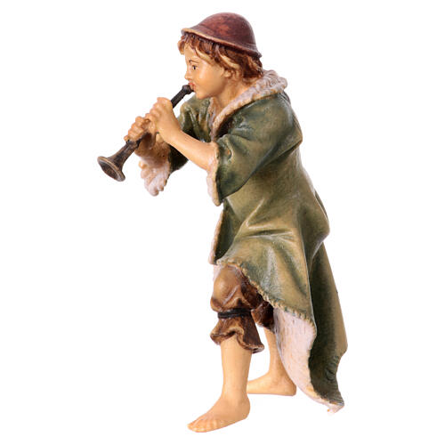 Shepherd with trumpet Original Nativity Scene in painted wood from Valgardena 10 cm 2