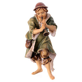 Pastore con tromba presepe Original legno dipinto Valgardena 10 cm