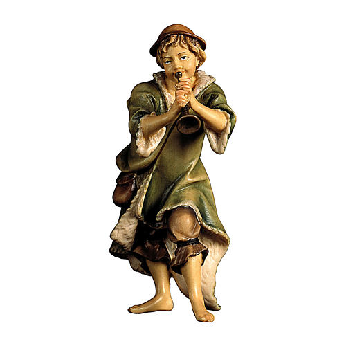 Shepherd with Trumpet, 10 cm Original Nativity model, in painted Valgardena wood 1