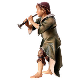 Shepherd with trumpet Original Nativity Scene in painted wood from Valgardena 12 cm