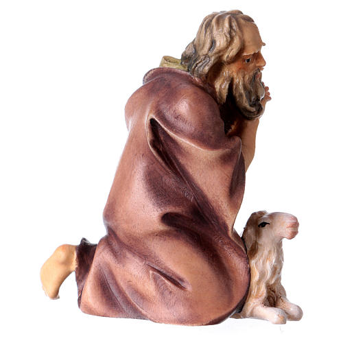 Pastor de joelhos com ovelha para presépio Original madeira pintada Val Gardena 12 cm 3