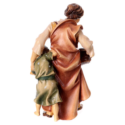 Woman farmer with child and sheep Original Nativity Scene in painted wood from Valgardena 10 cm 4