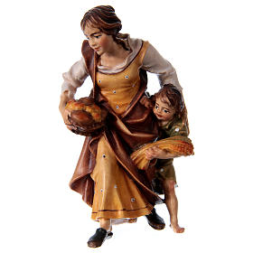  Contadina con bambino presepe Original legno dipinto Valgardena 12 cm