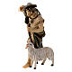 Pastor con bastón y oveja belén Original madera pintada Val Gardena 10 cm de altura media s2