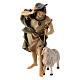 Berger avec crosse et mouton crèche Original bois peint Val Gardena 10 cm s1
