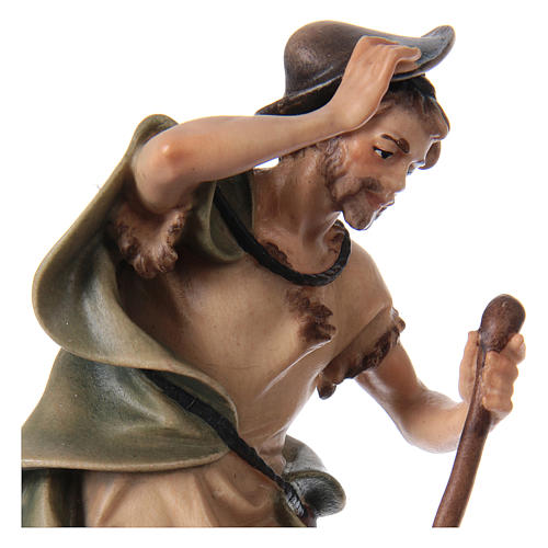 Farmer with stick and sheep Original Nativity Scene in painted wood from Valgardena 12 cm 2