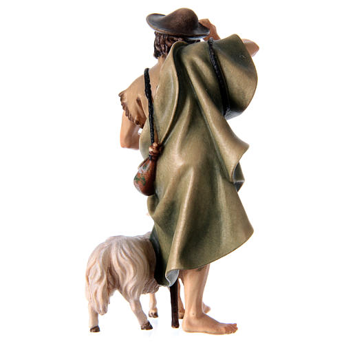 Berger crosse chapeau et mouton crèche Original bois peint Val Gardena 12 cm 4