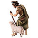 Shepherd with Walking Stick and Sheep, 12 cm Original Nativity model, in painted Valgardena wood s3