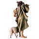 Shepherd with Walking Stick and Sheep, 12 cm Original Nativity model, in painted Valgardena wood s4