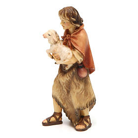 Farmer with lamb Original Nativity Scene in painted wood from Valgardena 10 cm