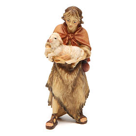 Peasant with Lamb, 10 cm Original Nativity model, in painted Valgardena wood