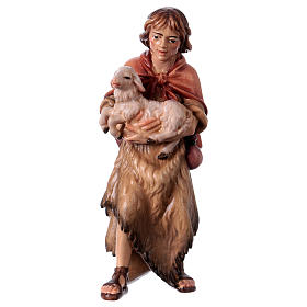 Pastore con agnello presepe Original legno dipinto Valgardena 12 cm