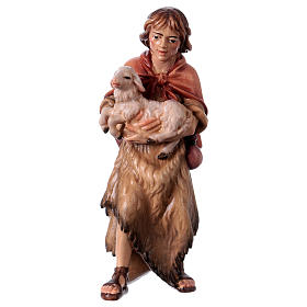 Herdsman with Lamb, 12 cm Original Nativity model, in painted Valgardena wood