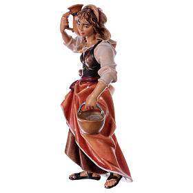 Contadina con brocca presepe Original legno dipinto Valgardena 12 cm