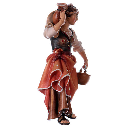 Farmer Woman with Jug, 12 cm Original Nativity model, in painted Valgardena wood 3