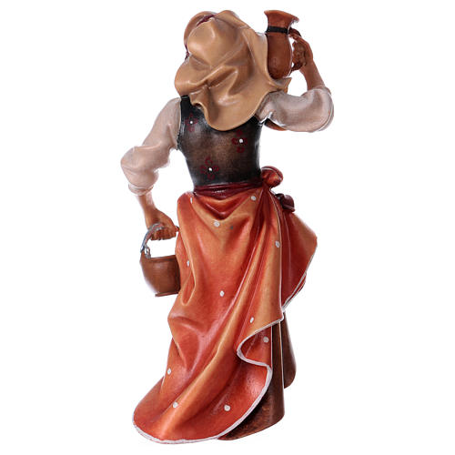 Farmer Woman with Jug, 12 cm Original Nativity model, in painted Valgardena wood 4