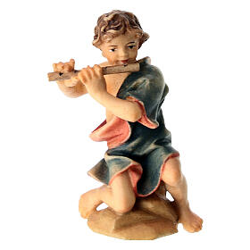 Bambino inginocchiato con flauto presepe Original legno dipinto Valgardena 10 cm