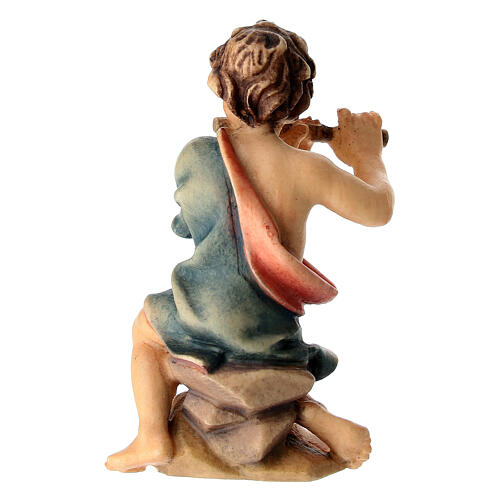 Bambino inginocchiato con flauto presepe Original legno dipinto Valgardena 10 cm 4