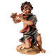 Niño de rodillas con flauta belén Original madera pintada Val Gardena 12 cm de altura media s1