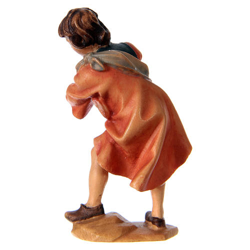 Child with hens Original Nativity Scene in painted wood from Valgardena 10 cm 3