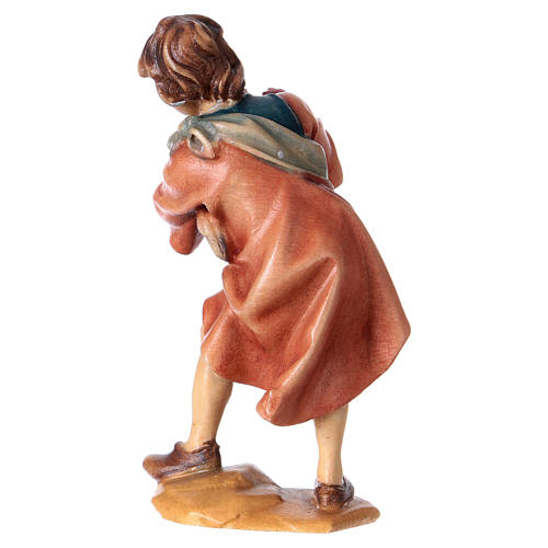 Enfant avec poules crèche Original bois peint Val Gardena 12 cm 4