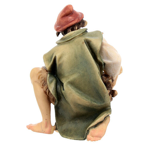 Pastore inginocchiato con legna presepe Original legno dipinto Valgardena 12 cm 5