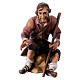 Pasterz siedzący z laską szopka Original drewno malowane Val Gardena 12 cm s1