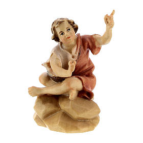 Bambino seduto al falò presepe Original legno dipinto Valgardena 10 cm