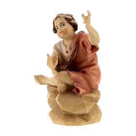 Bambino seduto al falò presepe Original legno dipinto Valgardena 10 cm