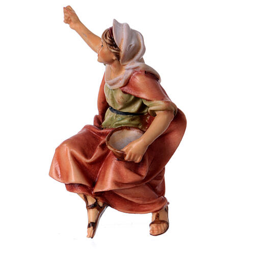 Figura camponesa ao poço para presépio Original madeira pintada Val Gardena 10 cm 3