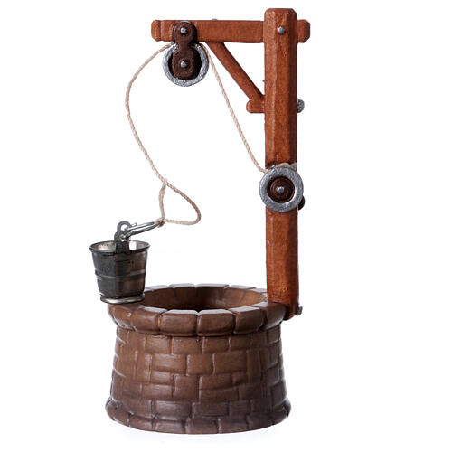 Brunnen mit Eimer, Holz coloriert, für 10 cm Original-Krippe, Grödner Kunsthandwerk 1