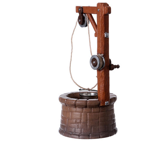 Brunnen mit Eimer, Holz coloriert, für 10 cm Original-Krippe, Grödner Kunsthandwerk 6