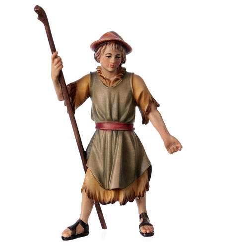 Figura pastor puxando para presépio Original madeira pintada Val Gardena 10 cm 2
