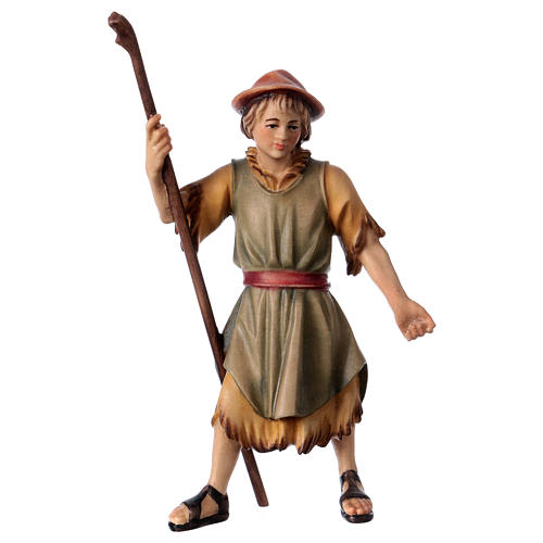 Pastor que puxa para presépio Original madeira pintada Val Gardena com figuras altura média 12 cm 1
