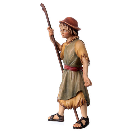 Pastor que puxa para presépio Original madeira pintada Val Gardena com figuras altura média 12 cm 2
