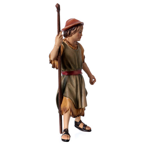 Pastor que puxa para presépio Original madeira pintada Val Gardena com figuras altura média 12 cm 3