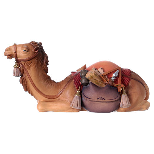 Camelo deitado madeira pintada Val Gardena presépio Original 12 cm 1