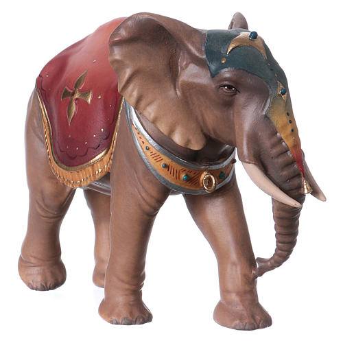 Elefante de pé madeira pintada para presépio Original Val Gardena com figuras altura média 12 cm 3