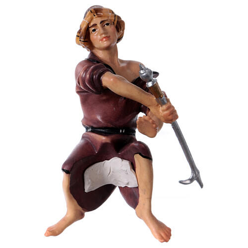 Elefantentreiber sitzend, Holz coloriert, für 10 cm Original-Krippe, Grödner Kunsthandwerk 2