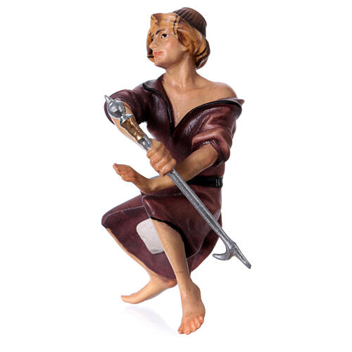 Elefantentreiber sitzend, Holz coloriert, für 10 cm Original-Krippe, Grödner Kunsthandwerk 3