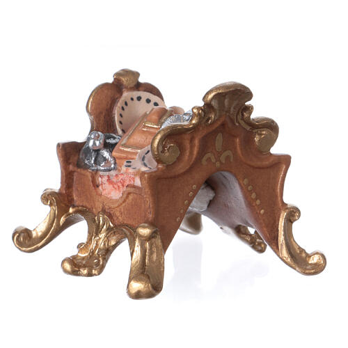 Sela com jóias para elefante de pé madeira pintada presépio Original Val Gardena 10 cm 4